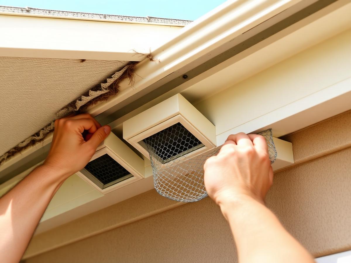 Sealing a soffit and roof vent for wildlife exclusion