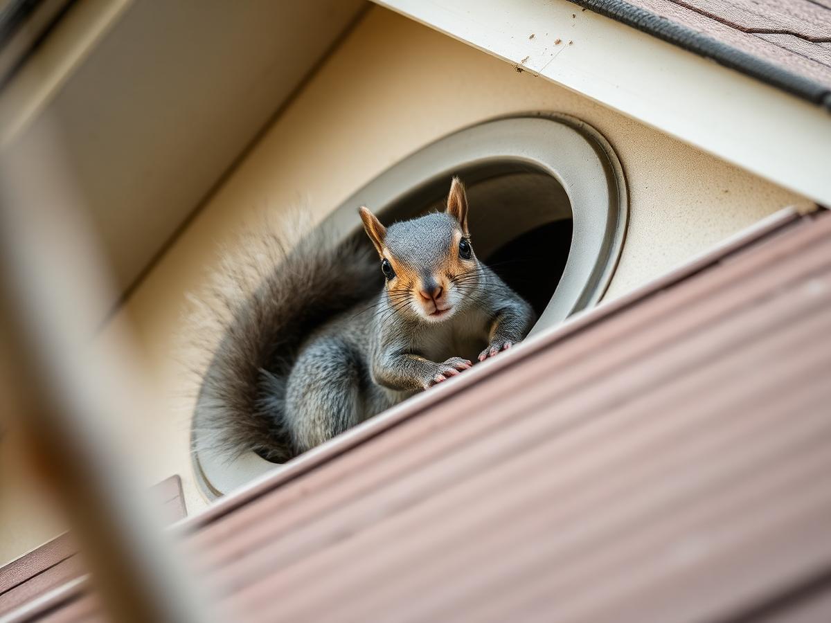 Squirrel entering an attic vent